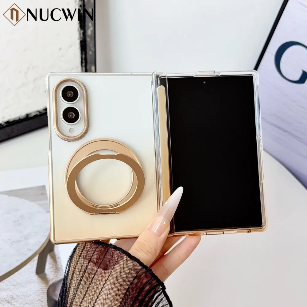 Transparent Gradient Magnetic Case with Rotating Bracket - Magsafe Compatible, PC Hard Cover