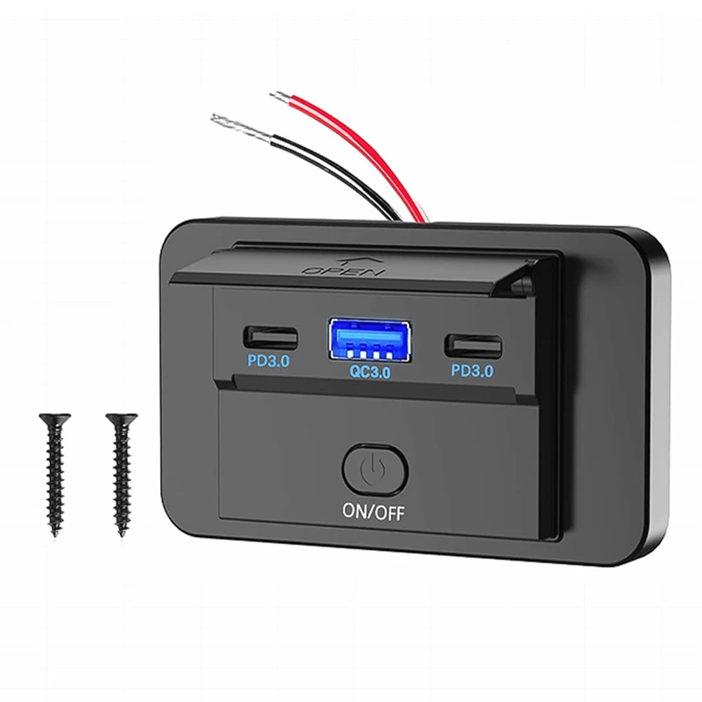 ตัวเลือกสินค้า 4 พอร์ตชาร์จไฟเร็ว PD+QC3.0 สำหรับรถยนต์และเรือ