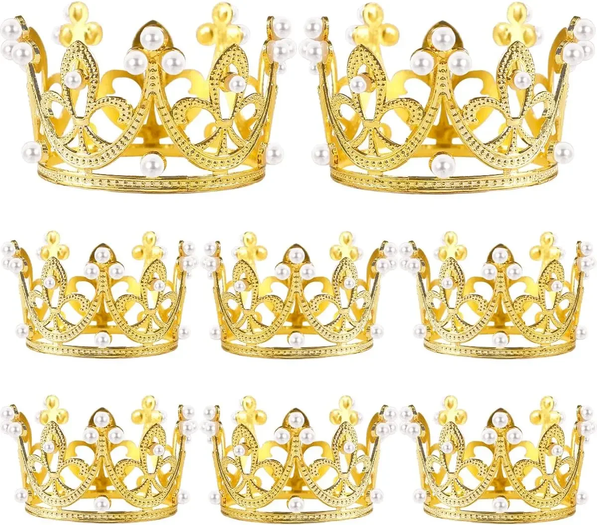 5/25Pcs Mini Golden Plastic Crowns for Craft Decoration, Cake Decor, Princess Queen Cro... - SKU PCCD1557 - UGI Packaging