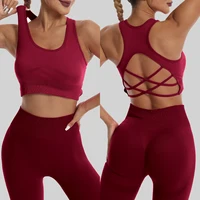 Seamless High Waist Leggings Tracksuit for Women, Yoga Sets, Sportswear, Workout, Sports Bra, Gym Clothing