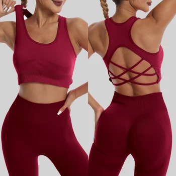 “Savannah” Criss-Cross Back Bra and Leggings Activewear Set