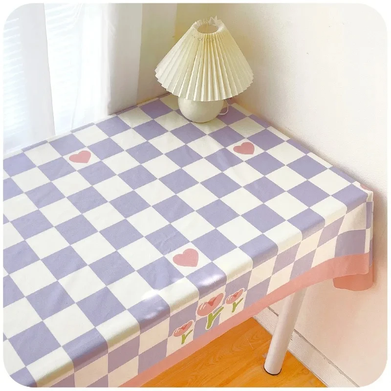 

1Checkered Tulip Tablecloth Waterproof and Oil Resistant Household Coffee Tablecloth TV Cabinet Dustproof Tablecloth