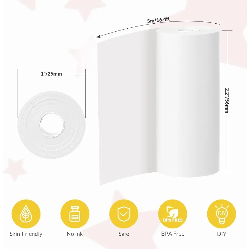 Kids Instant Camera Refill Print Paper-Photo Print Thermal Paper Compatible with Most Camera Instant Print,2.2 x1 Inch,White