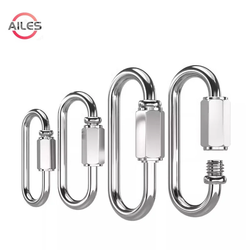 304 Stainless Steel Quick Link Ring D Lock Climbing Gear Carabiner Ring Hook Chians Buckles Chain Connecting Ring