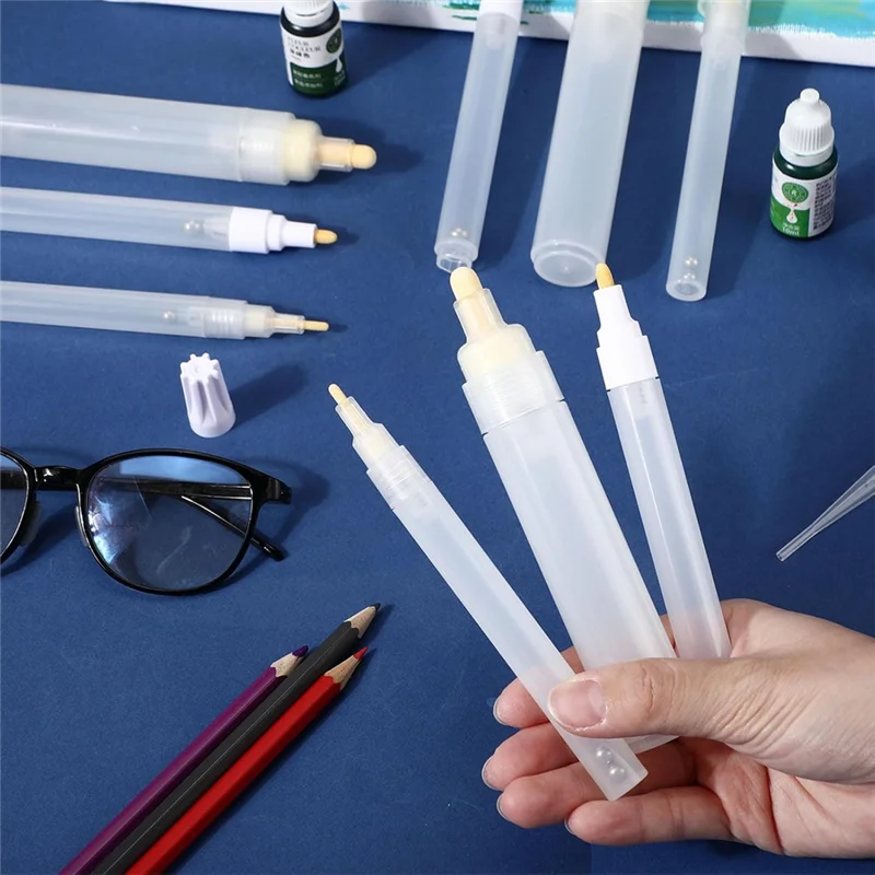 A95Q-라운드 틸티드 플랫 헤드 16개 리필 가능한 아크릴 페인트 마커 빈 아크릴 마커 필러블 펜 3ml 드로퍼 아트 키트용