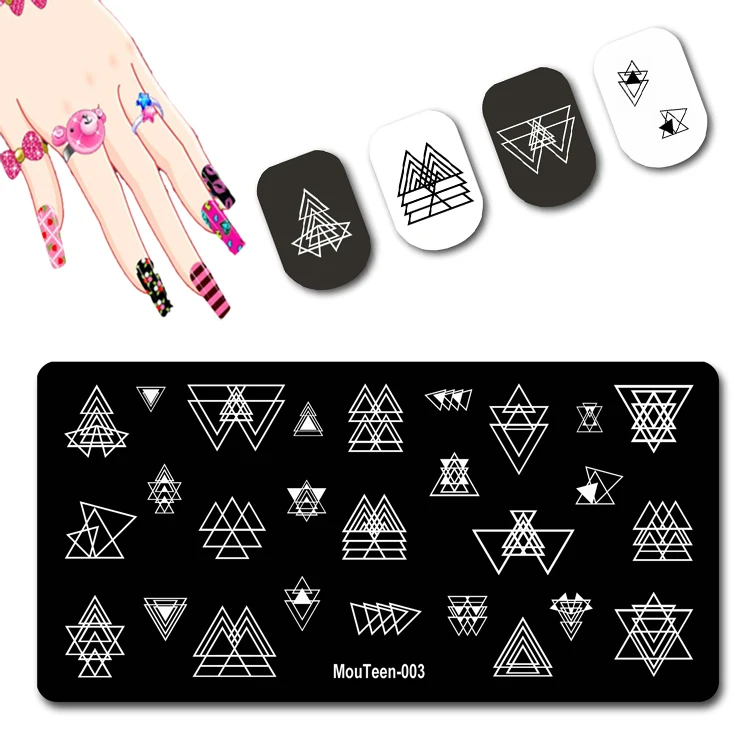 Art Girl Nail Stamping Plates Delicate Woman Black Hat Nail Art Printing Tools Black Hat Slim Lady Nail Art Stamping #015 2