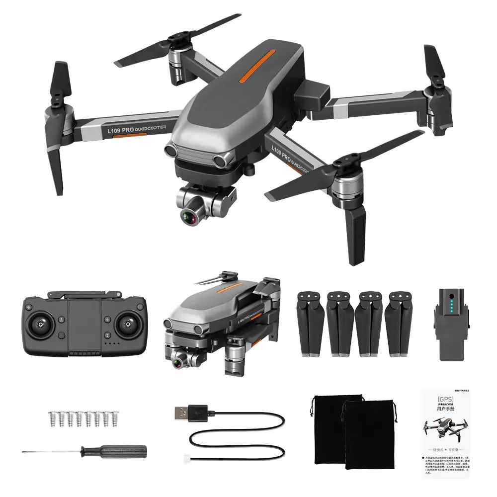 Квадрокоптер L109 pro с GPS-камерой, 4K, Радиоуправляемый вертолет с двумя осями, функция стабилизации, Wi-Fi, FPV, HD, ESC, камера без щеток, 25 минут полета, Квадрокоптер l109 pro