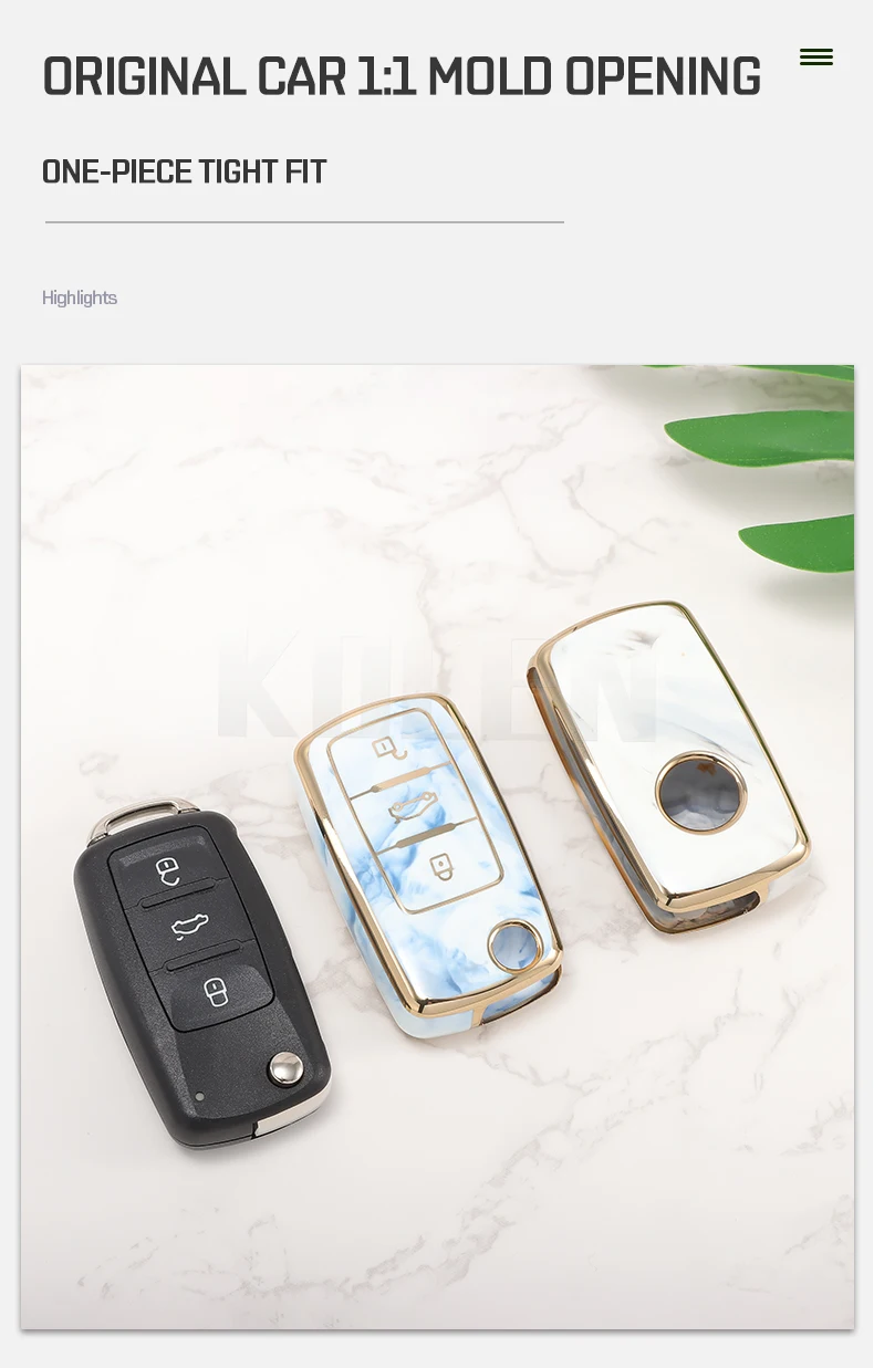 Nuovo TPU Car Flip Key Case Cover Shell per Volkswagen VW Polo Golf Passat Tiguan Beetle Caddy per Skoda Octavia Seat Leon Altea - S842942754eea452db5da89bb5c882a7bX