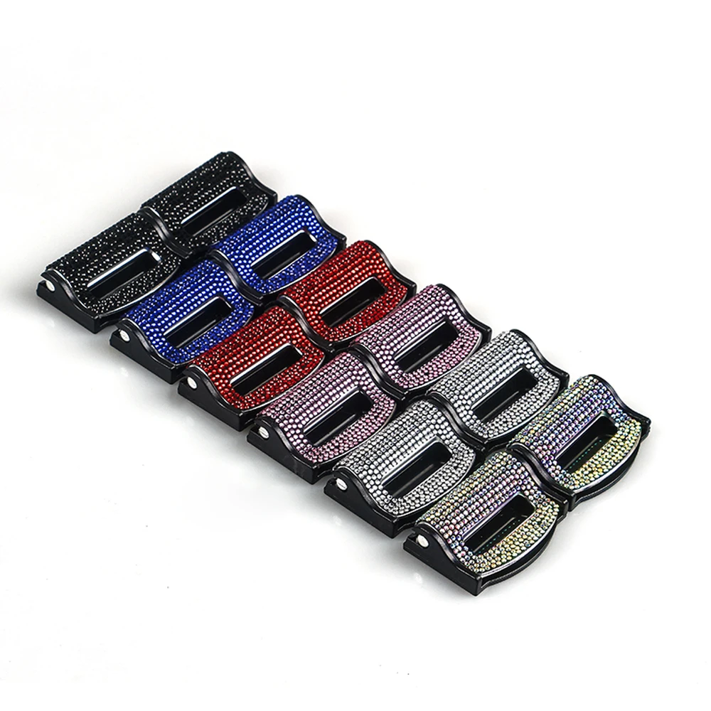 2PCS Universal Car Safety Seat Belt Buckle Clip Seat Belt Stopper Car Fixing Clips Bling Assessoires For Woman Seat Belt Clip Seat Belt Stopper Car Seat Belt Accessory