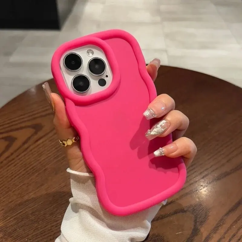 Candy Solid Color Wave Side Phone Case Cover