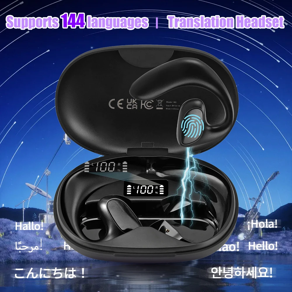 M8 Smart Voice Translator Wireless Bluetooth Earphones Translation Headphones 144 Languages instant Translate Voice Translator