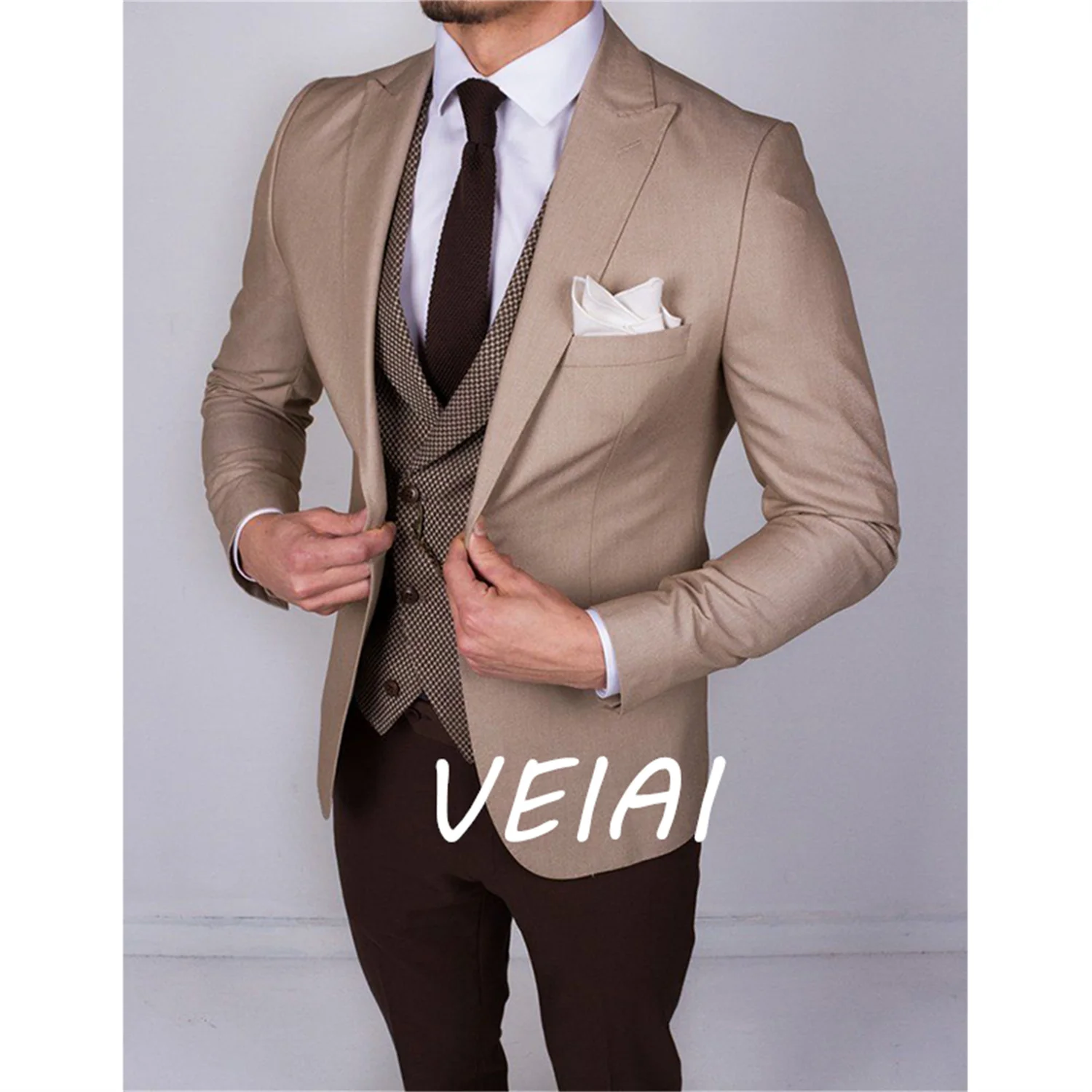 

Костюм novio мужской облегающий на одной пуговице, пиджак, брюки, жилет и галстук, модный костюм для выпускного вечера, 2023