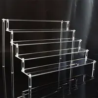 1-5 Tier Acrylic Display Stand Durable Display Rack For Cupcake Perfume Doll Transparent Trapezoidal Blind Box Storage Shelf 1
