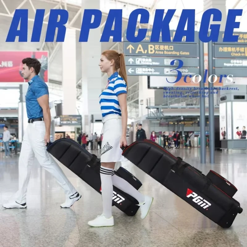 PGM Golf Travel Plane Bags with Wheel thicken Straps Foldable Golf Club Travel Cover for Airlines Golf Aviation Bag HKB009