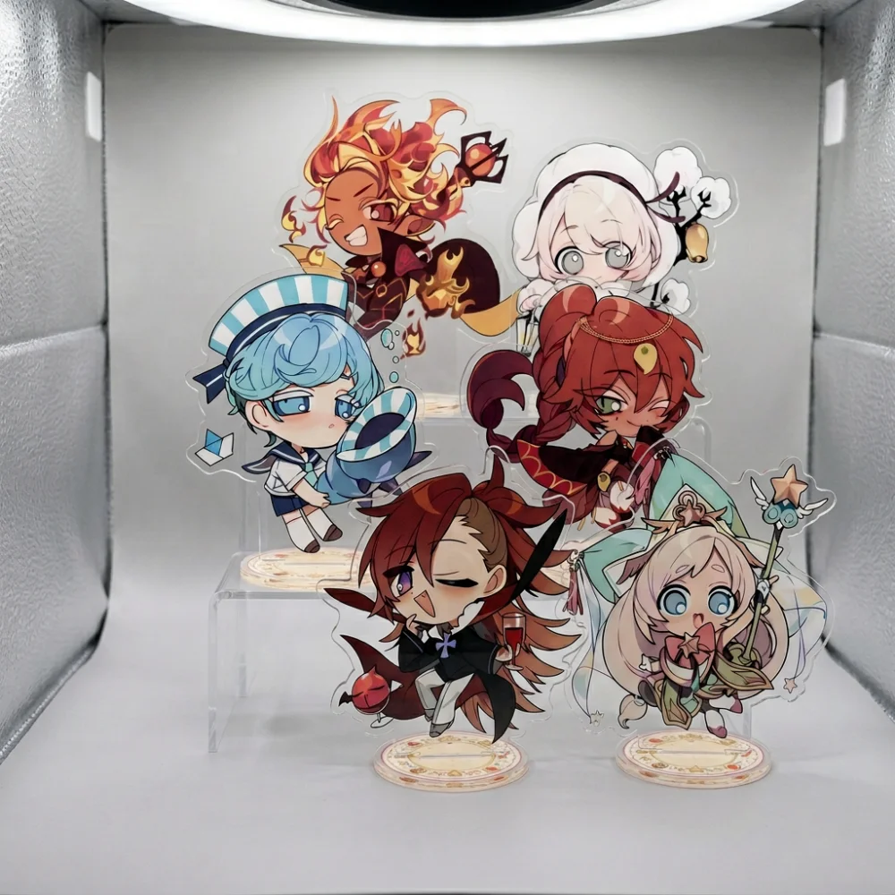 Cookie Run Kingdom Themed 10CM Acrylic Standees & Keyring - Black Pearl, Milk Shadow, Pure Vanilla Mystic Flour Desktop Ornaments Gift