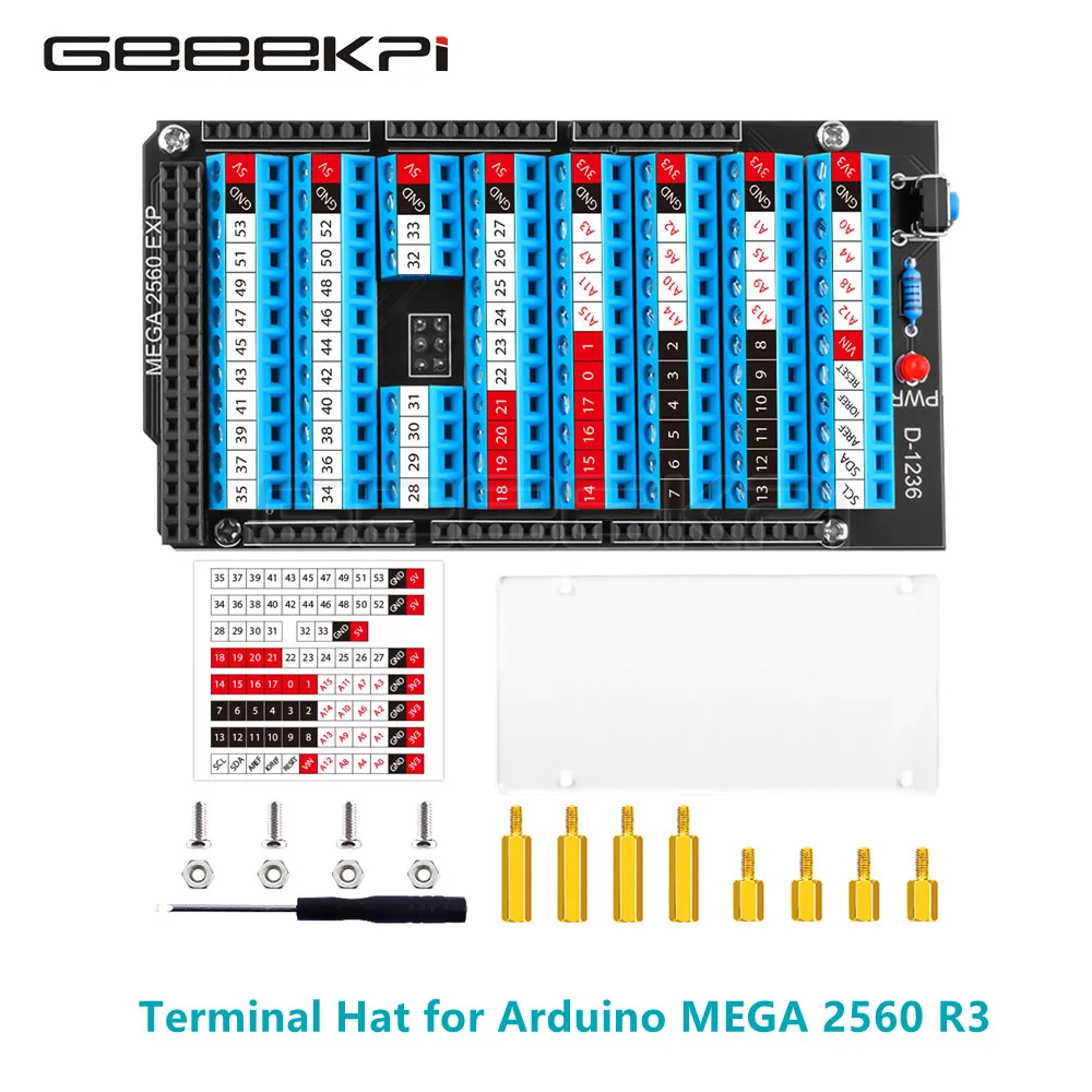 Arduino Chapéu para Arduino Mega 2560 r3 Teminal Chapéu Botão de Reconjunto e Led Indicador Acrílico Painel Proteção