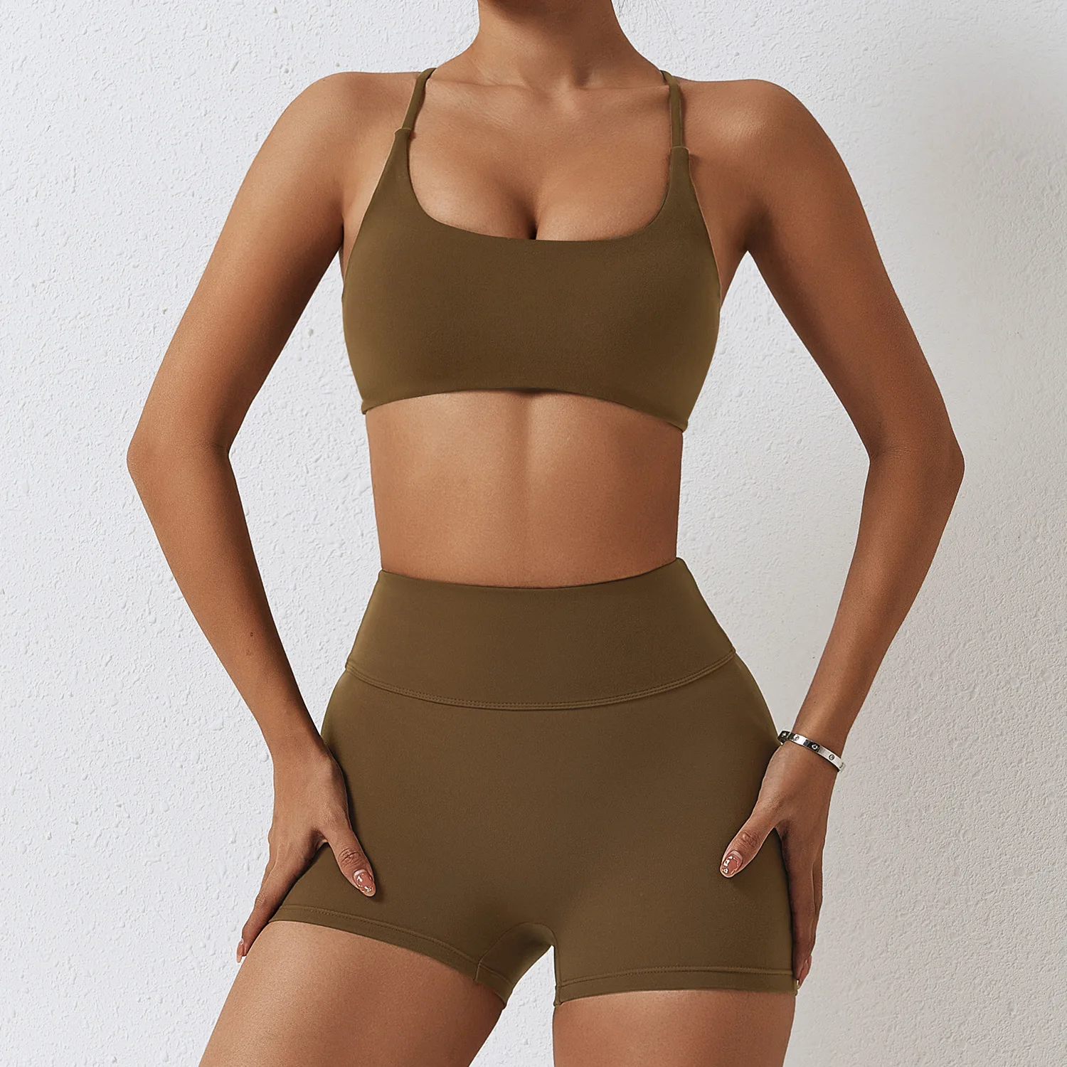 Gym Morning Running Fashion Quick Dried Exercise Yoga Set booty high waisted shorts set