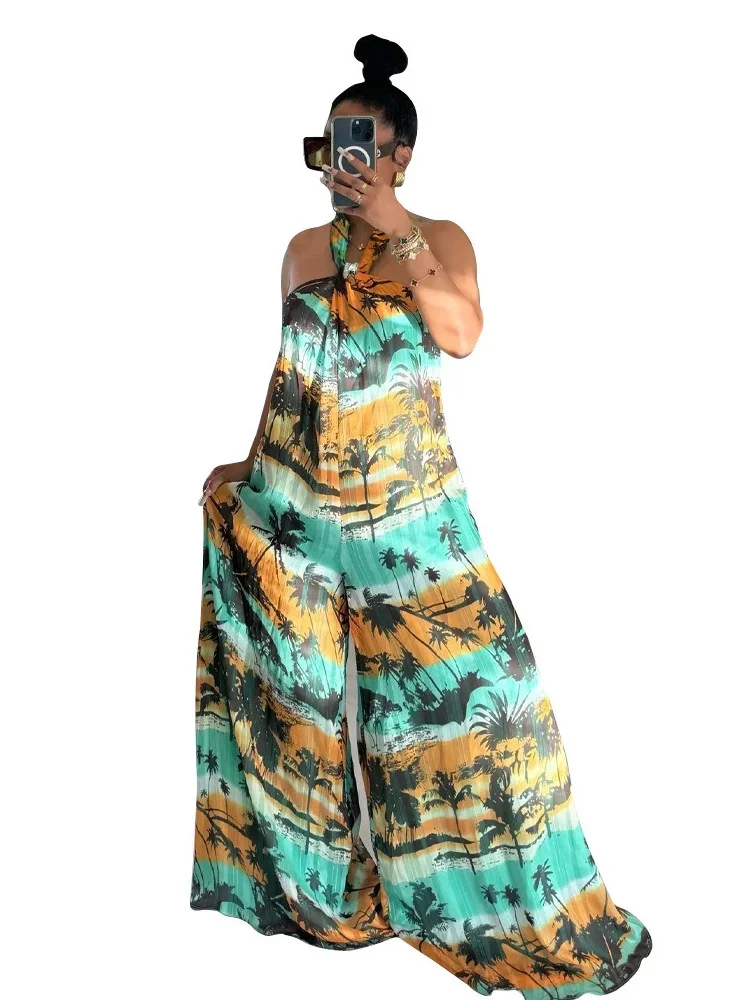 Wmstar Women's Jumpsuits Summer New Halter Backless Loose Casual Jumpsuit for Women Wide Leg Romper Wholesale Dropshipping