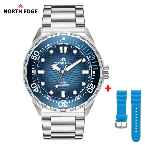 NORTH EDGE TRITON-TI Titanium Stainless Solar-Powered Diving Watch Luxury Quartz Watches For Men 300M Waterproof 180+ Day Power - Image 11