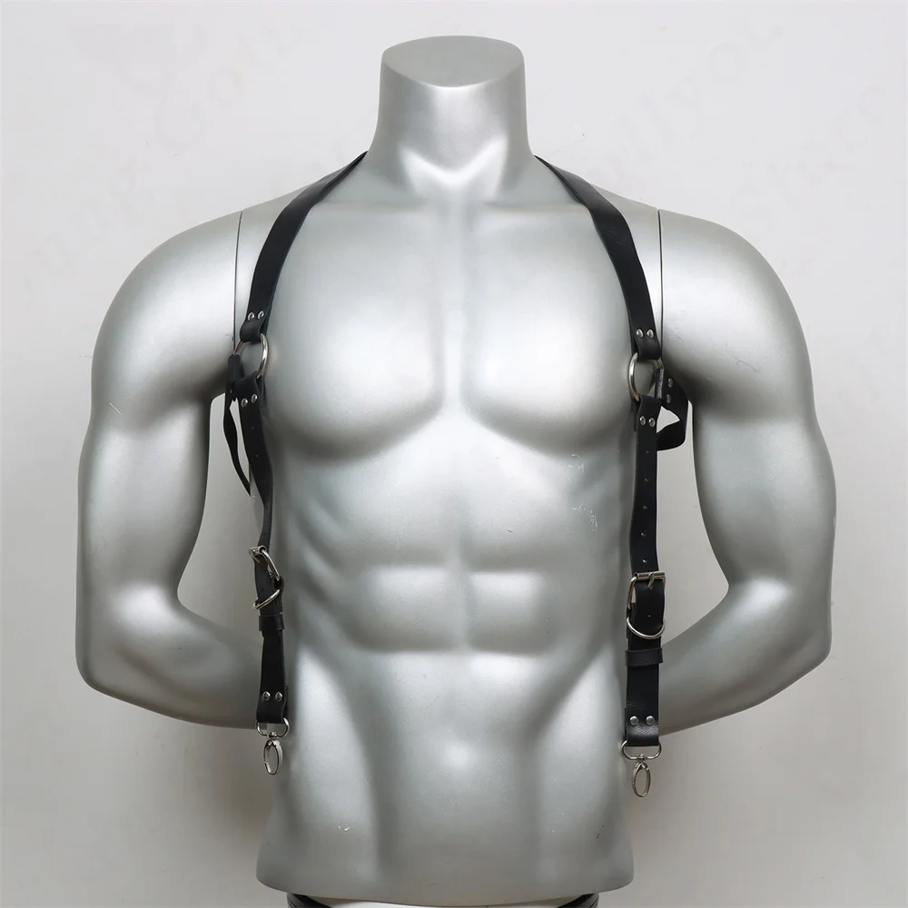 Men Harness Belts Fetish Gay Clothing for Sex Rave Sexual PULeather Chest Adjustable BDSM Gay Body Bondage Cage Harness Lingerie leather chest harness