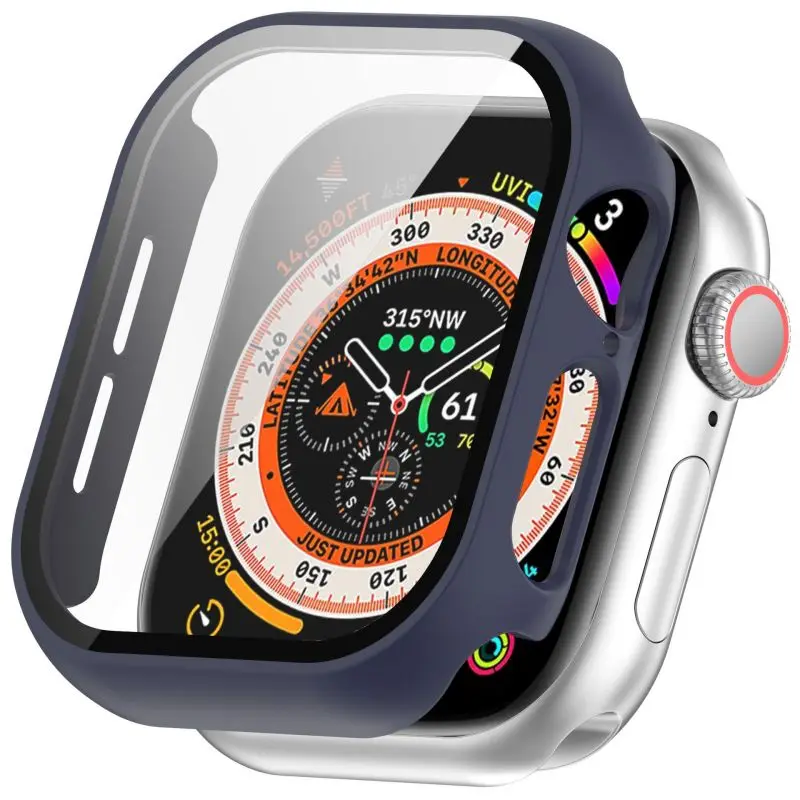 Premium Tempered Glass Apple Watch Screen Protector with PC Bumper Cover