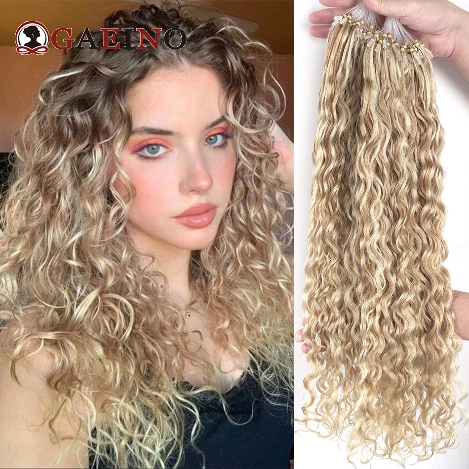 Micro Loop Hair Extensions Human Hair Water Wave Micro Link Hair Extensions Natural Hair Wavy Salon Quality Ombre Highlight