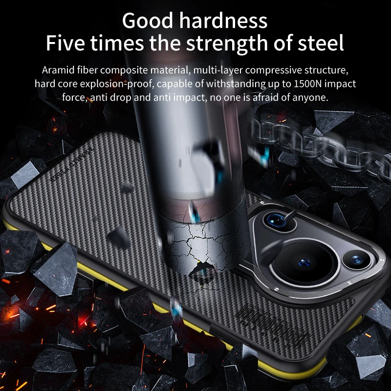 Kevlar Carbon Fiber Aramid Phone Case with Magnetic Wireless Charging - Shockproof Back Cover
