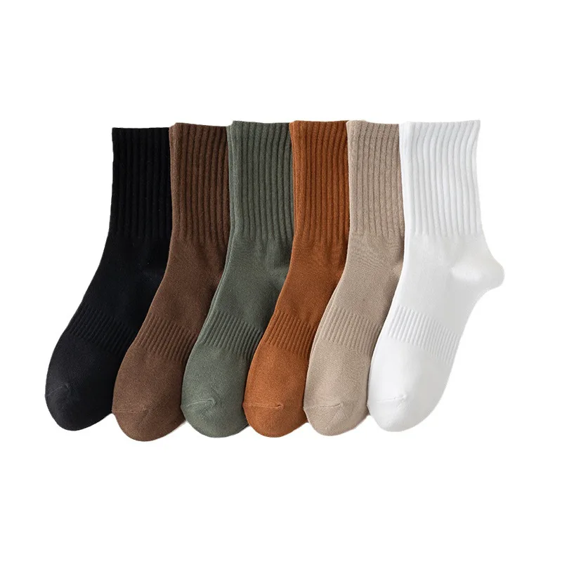 3Pairs Men's High Quality Cotton Socks Autumn Winter Solid Color Leisure Business Men's Socks