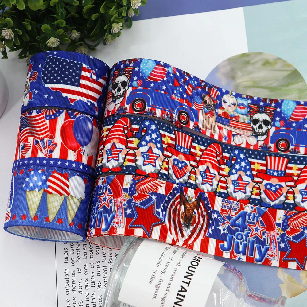 4th of July Grosgrain Ribbons 1-1/2&lsquo;&rsquo; Patriotic Ribbon,Use for Memorial Day,President's Day,Veterans Day,Wreath Decorations