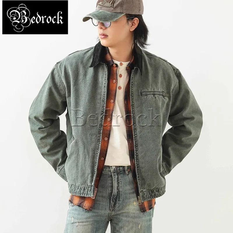 

MBBCAR Detroit Jacket J97 Vintage Workwear 14oz Men's Relaxed Fit Brand Clothing Washed Vintage Coats Cleanfit Cotton Clothes