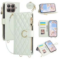 Enhanced Flip Zipper Wallet Phone Case with Card Holder and Lanyard Wrist Strap - Leather Cover - Xiaomi 17T Pro (Beige)