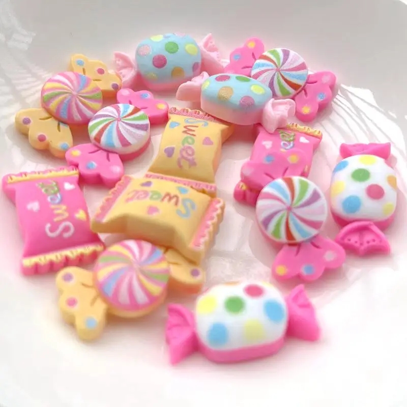 Jewelry Making Supplies 30PCS Imitation candy resin gem accessories flat back clip book DIY phone case patch jewelry accessories materials