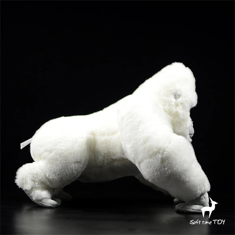 Albino Gorilla High Fidelity Anime Cute Ape Plushie Silverback Plush Toys Lifelike Animals Simulation Stuffed Doll Kawai Toy Gif 3