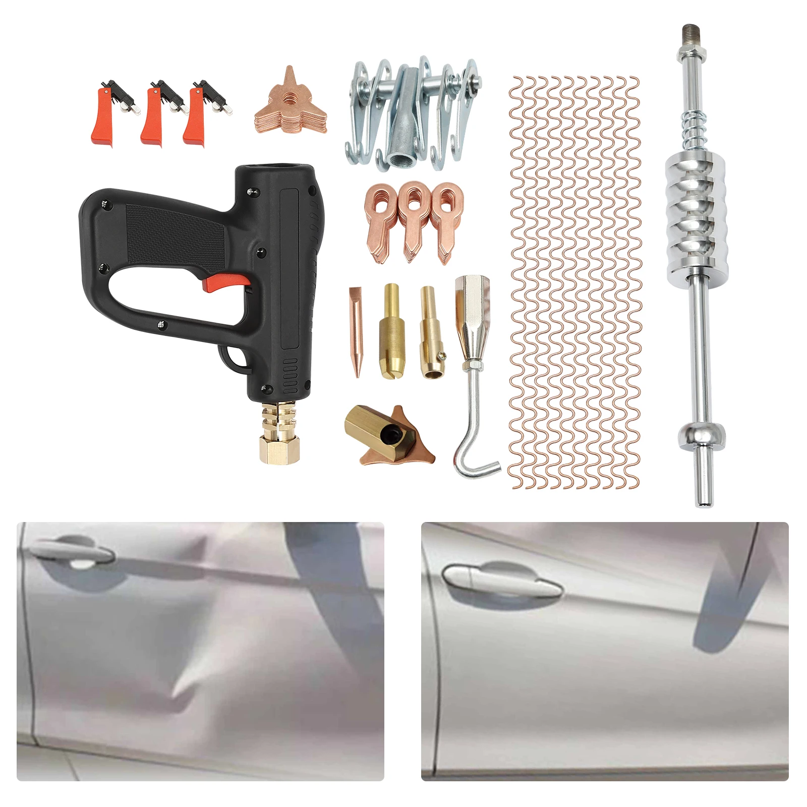 86 Pcs Spotter Accessori Scatola Strumento Di Estrusione Riparazione Del Corpo Saldatrice Riparazione Paraurti Kit