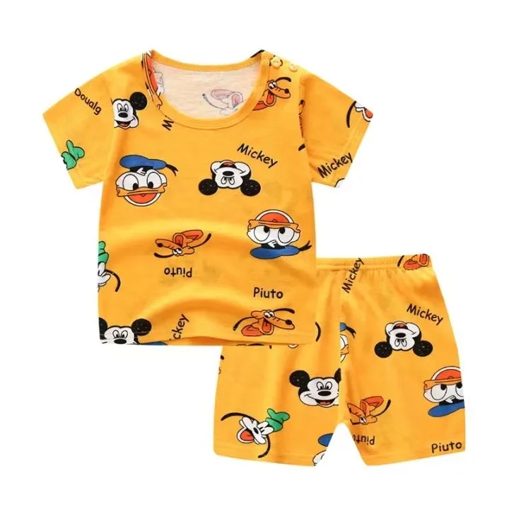 Brand Designer Clothes Baby Kids Sport Clothing Sert For Summer Mickey Mouse Print Cartoon Costumes Baby Toddler Boy 0-4Year