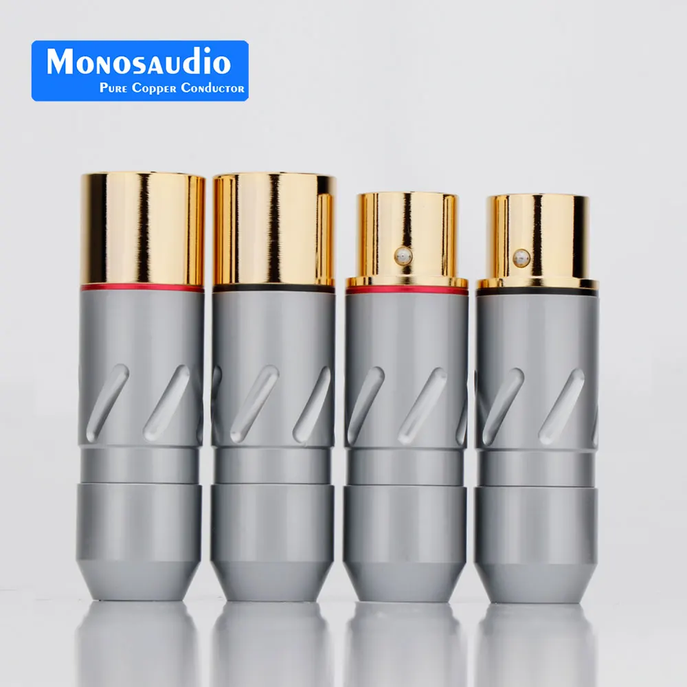 

Monosaudio 99.998% pure copper 24K 5U Gold plated XLR Connector Plug Audio Cable Balance 3Pin Hifi Audio MIC Balance Connector