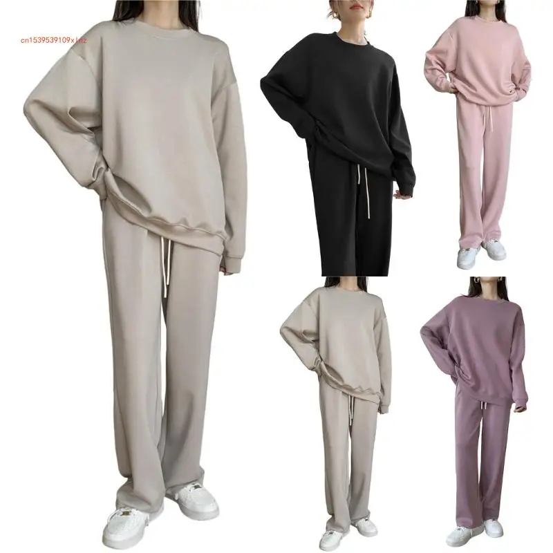 

Sets for Women Two Piece Outfits Sweatsuits Sets Drawstring Wide Leg Pant Loungewear Workout Athletic Tracksuits