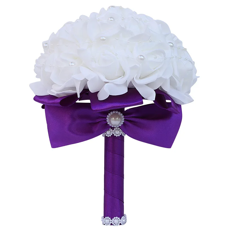 Set Bouquet Da Polso E Fiore All'Occhiello Per Matrimonio - Rose Artificiali Blu Polveroso Per Damigella, Sposa E Madre - 2