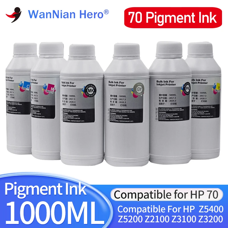 

1000ML Pigment Ink for HP 70 Ink Cartridge for HP Designjet Z5400 Z5200 Z2100 Z3100 Z3200 Printer Pigment Ink hp70 Ink C9448A