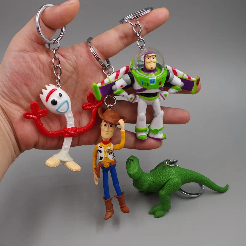 Anime Toy Story Woody Buzz Lightyear Action Figure Keychain Figure Jessie Woody Alien Key Ring Toys For Kids Christmas Gift