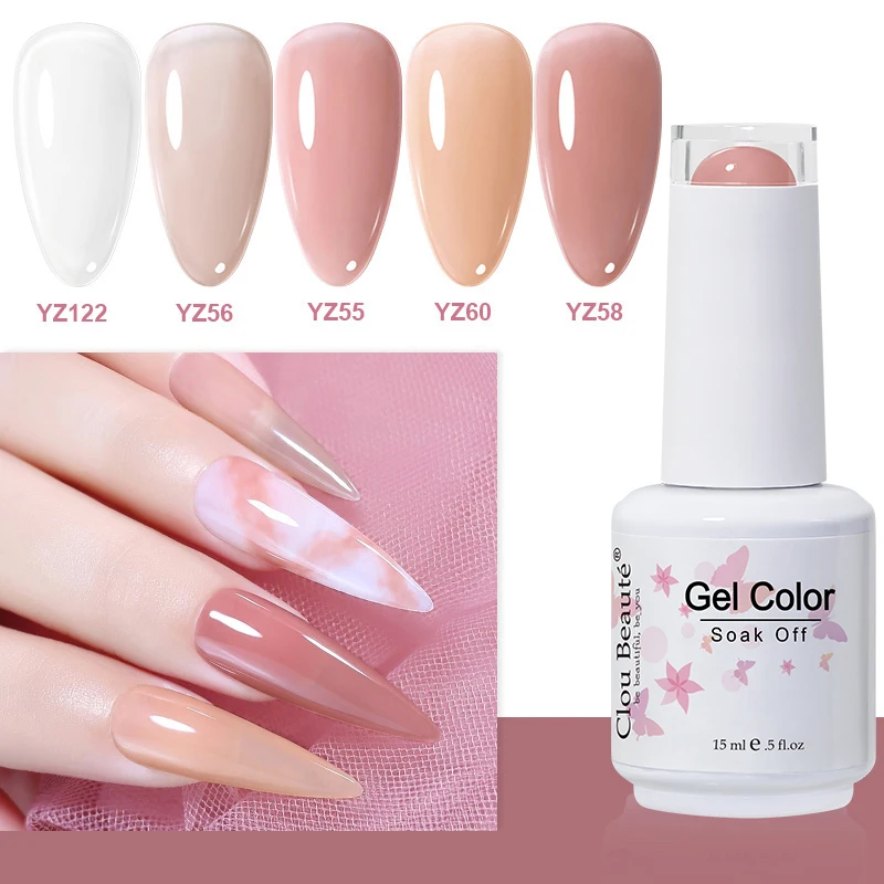 

Clou Beaute 15ml Gel Nail Polish Milky Color Vernis Ongle Semi Permanent Translucent Varnish DIY Nails Art Long Lasting Base Top