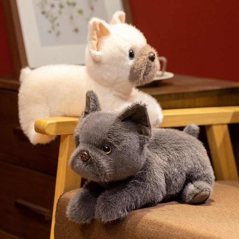 30CM Simulation Lying Bulldog Plush Toy Lovely Bulldog Pillow Stuffed Dog Doll Birthday & Back to School Anime Gift