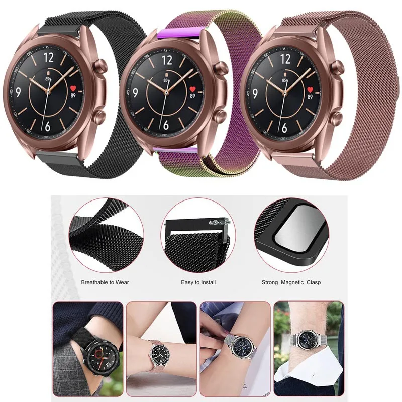 

20mm 22mm Stainless Steel Strap for Samsung Galaxy Watch 3 41mm Classic Metal Strap Bracelet for Galaxy Watch3 Wrist Watchbands
