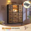 EnHomee 15 Drawer Dresser for Bedroom with Hutch 51" H Tall Dressers with Charging Station & LED Lights Sturdy Fabric Bedroom Dr 5