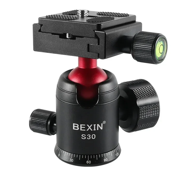 BEXIN S-30 CNC Panorama Tripod Ball Head Aluminum Alloy Material Max. Load 5KG 360 Degree Rotation with 1/4 3/8 Inch Screw Hole