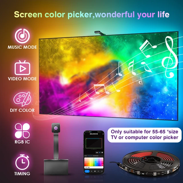 RGB IC TV LED Backlight Lights with Camera Music Sync Wi-Fi Smart App  Control Strip Lights for Gaming Movies Screen 55-65 inchs - AliExpress