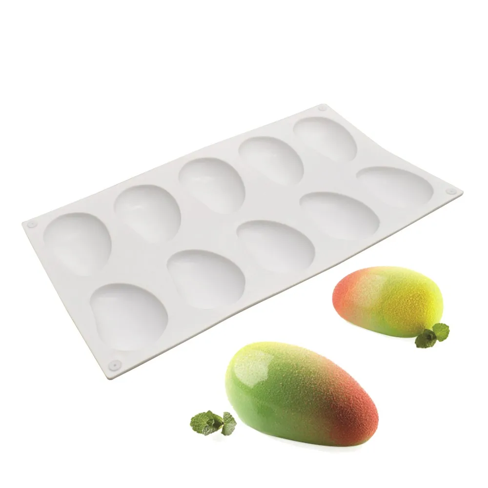 Moule à Gâteau Silicone En Forme De Mangue 3D - 4 Cavités - Pour Mousse, Chocolat, Savon - Outil De Pâtisserie