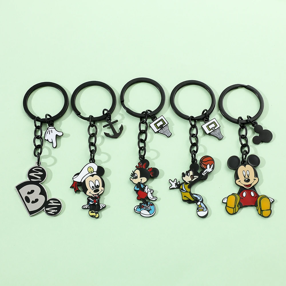 Disney Genuine Mickey Minnie Mouse Cute Metal Keychain Cartoon Car