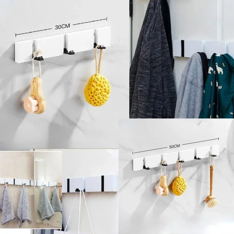 Luxury Creative Wooden Invisible Door Row Hook Foldable Clothes Bag Key Hanging Hook Living Room Coat Rack Hallway Hangers