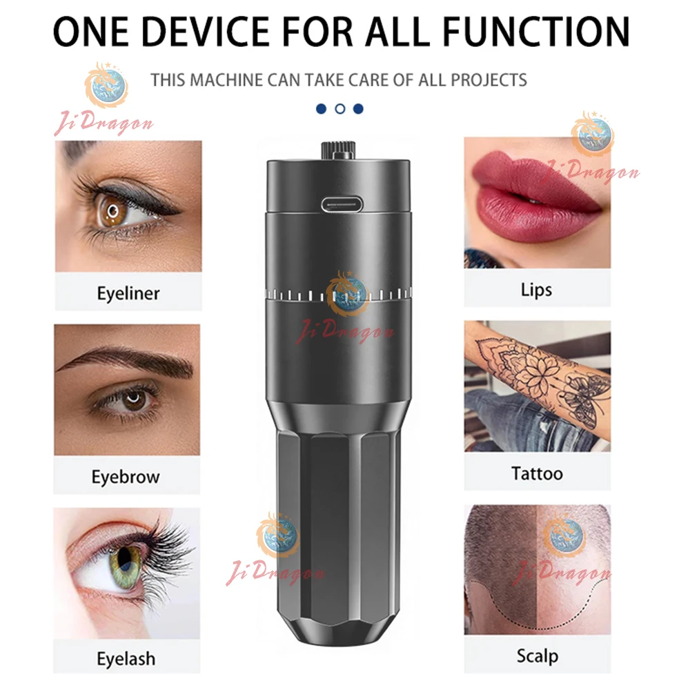 Macchina per Tatuaggi Wireless, Penna Rotativa con Display Digitale, Macchina PMU SMP per Trucco Permanente, Micropigmentazione del Cuoio Capelluto per Sopracciglia e Labbra - immagine 2